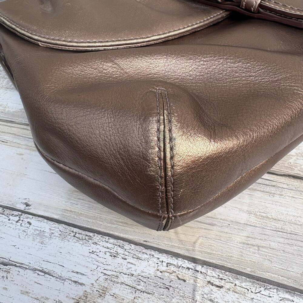Coach Purse Soho Pleated Shoulder Bag Baguette Bronze Metallic F18217 - Picture 9 of 16